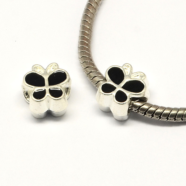 

PandaHall Alloy Enamel Butterfly Large Hole European Beads, Silver Color Plated, Black, 10x10x7mm, Hole: 4.5mm Alloy+Enamel Butterfly Black