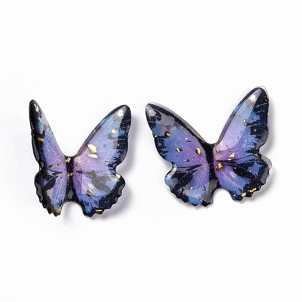 

PandaHall Transparent Resin Cabochons, with Gold Foil, Butterfly, Purple, 37~38x38~42x3.5~4mm Resin Butterfly Purple