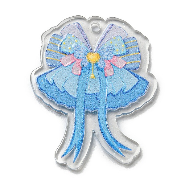 

PandaHall Acrylic Pendants, Bowknot, Light Sky Blue, 39.5x33x2.5mm, Hole: 2mm Acrylic Bowknot