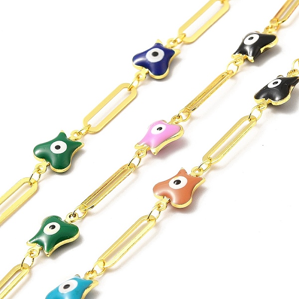 

PandaHall Handmade Eco-friendly Brass Enamel Butterfly with Evil Eye Link Chain, Real 18K Gold Plated, Lead Free & Cadmium Free, Soldered...