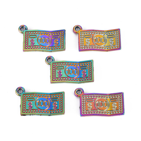 

PandaHall Rainbow Color Alloy Charms, Cadmium Free & Nickel Free & Lead Free, Paper Currency, 13x20.5x2.5mm, Hole: 1.6mm Alloy Others