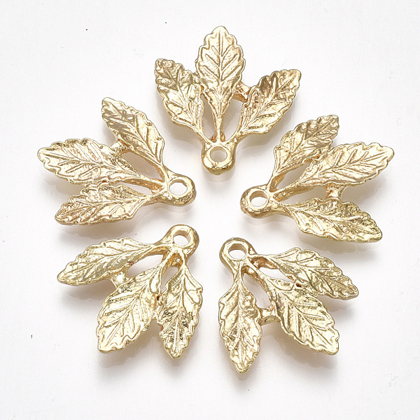 

PandaHall Alloy Pendants, Leaf, Light Gold, 21x19x3mm, Hole: 2mm Alloy Leaf