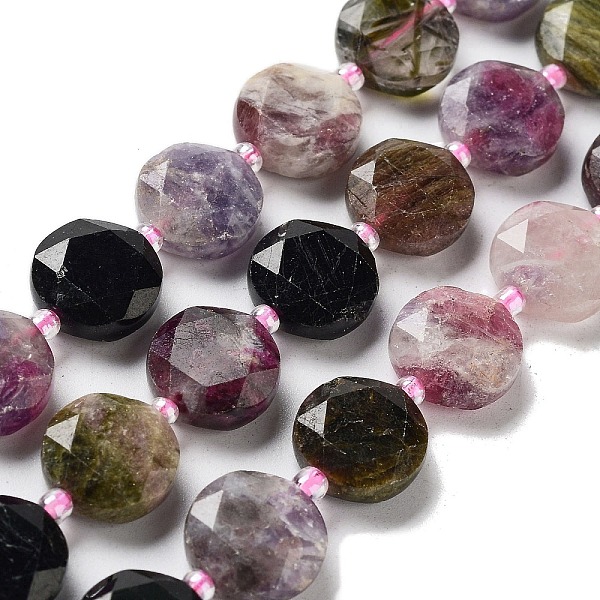

PandaHall Natural Tourmaline Beads Strands, with Seed Beads, Faceted Hexagonal Cut, Flat Round, 12~12.5x5~6mm, Hole: 1.2~1.4mm, about...