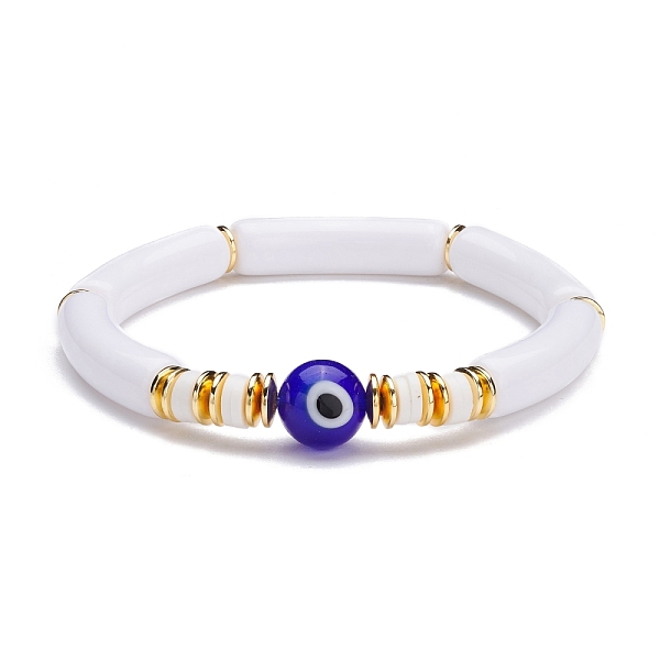 

PandaHall Evil Eye Lampwork Beads Stretch Bracelet, Chunky Tube Beads Bracelet, Polymer Clay Beads & Synthetic Hematite & Acrylic Bracelet...