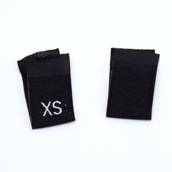 

PandaHall Clothing Size Labels, Woven Crafting Craft Labels, for Clothing Sewing, XS, Black, 39x10x0.2mm, about 100pcs/bag Polyester Black