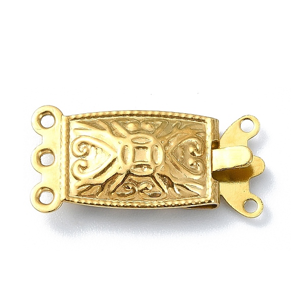 

PandaHall Ion Plating(IP) 304 Stainless Steel Box Clasp, Real 18K Gold Plated, 20.5x10mm, Hole: 1mm 304 Stainless Steel