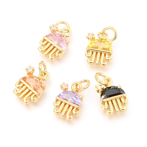 

PandaHall Brass Micro Pave Cubic Zirconia Charms, with Jump Rings, Long-Lasting Plated, Real 18K Gold Plated, Jellyfish Shape, Mixed Color..., Multicolor
