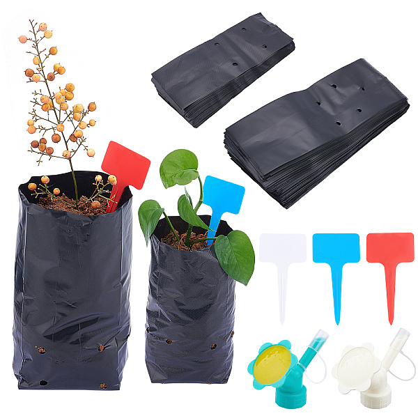 

PandaHall 232pcs Plant Grow Kit 200pcs 2 Sizes PE Seedling Bag 8.6x3/9.8x3.9 Plant Grow Bag with Holes, 30pcs 3 Colors T-Type Tags 2pcs..., Multicolor