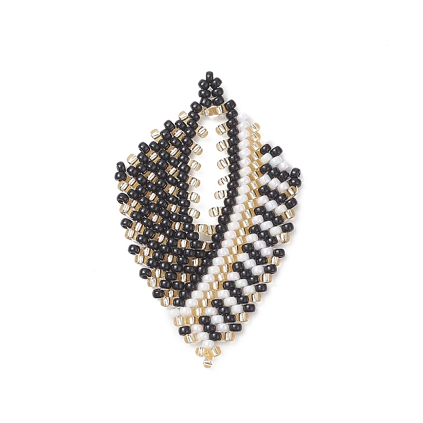 

PandaHall Handmade MIYUKI Japanese Seed Loom Pattern Seed Beads, Leaf Pendants, Black, 51x32x2mm, Hole: 1.8mm Glass Leaf Black