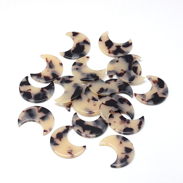 

PandaHall Cellulose Acetate(Resin) Pendants, Moon, Antique White, 29.5x24.5x2.5mm, Hole: 1.5mm Cellulose Acetate Moon