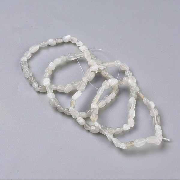 

PandaHall Natural White Moonstone Bead Stretch Bracelets, Tumbled Stone, Nuggets, Inner Diameter: 2~2-1/4 inch(5.2~5.6cm) White Moonstone