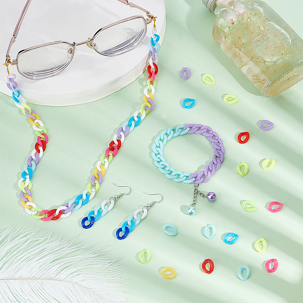 

PandaHall 1000pc Acrylic Linking Rings 10 Rainbow Color Quick Link Connectors 13.5x10mm Small C-Clips Twist Curb Chain Connectors for..., Multicolor