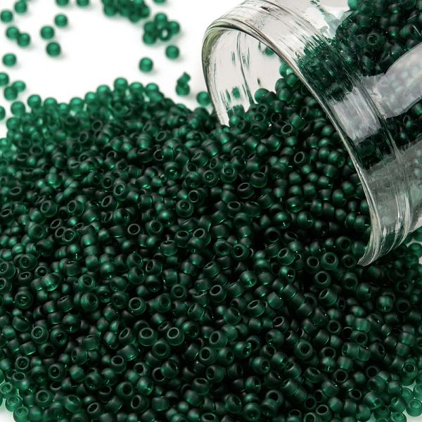 

PandaHall TOHO Round Seed Beads, Japanese Seed Beads, (939F) Transparent Frost Green Emerald, 15/0, 1.5mm, Hole: 0.7mm, about 15000pcs/50g...