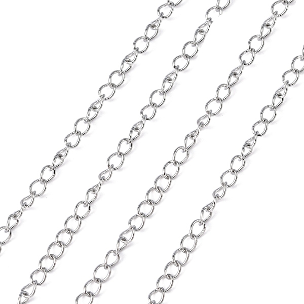 

PandaHall 3.28 Feet 304 Stainless Steel Curb Chains, Twisted Chains, Soldered, Stainless Steel Color, 4x3x0.6mm 304 Stainless Steel