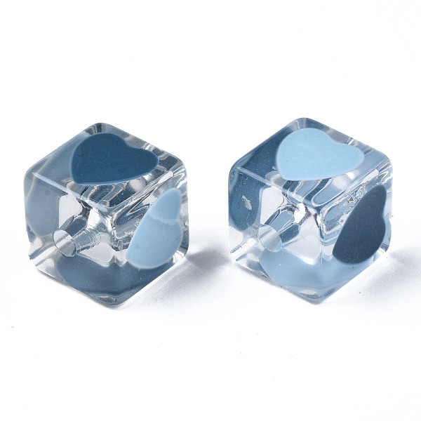 

PandaHall Transparent Acrylic Beads, with Enamel, Cube with Heart, Marine Blue, 14.5x14x14mm, Hole: 3mm Acrylic Cube