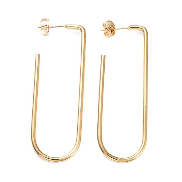 

PandaHall 201 Stainless Steel Stud Earrings, with Ear Nuts and 304 Stainless Steel Pins, Alphabet, Letter U, Golden, 54.5x18.5x2mm, Pin...