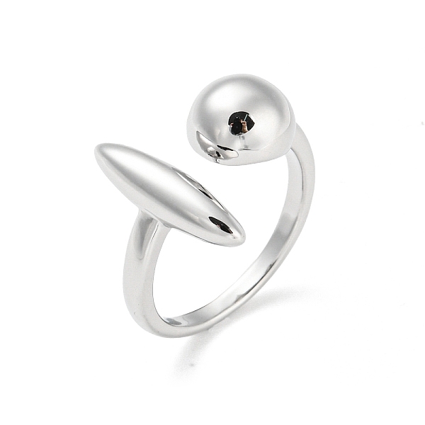 

PandaHall Brass Open Cuff Rings, Half Round & Oval, Platinum, US Size 7 1/4(17.5mm) Brass