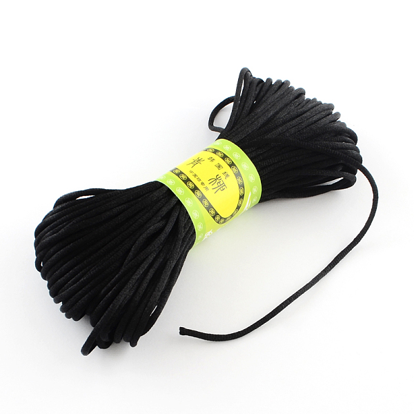 

PandaHall Polyester Rattail Satin Cord, for Chinese Knotting, Jewelry Making, Black, 2mm, about 21.87 yards(20m)/bundle, 6bundles/bag...