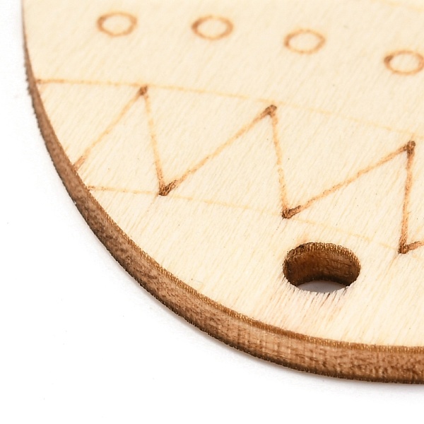 

PandaHall DIY Egg Shape Handmade Hollow Out Graffiti Wood, Easter Theme Pendant Decorations, Geometric Pattern, 8x6x0.2cm, Hole: 3.2mm..., Orange