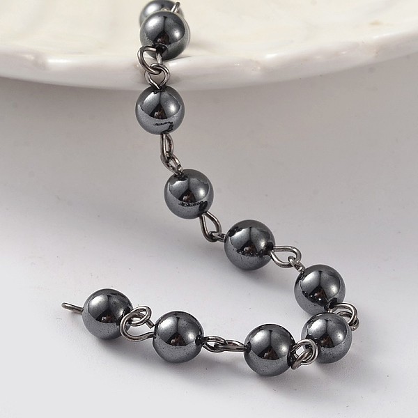

PandaHall Gunmetal Tone Brass Handmade Non-Magnetic Hematite Beaded Chains, Unwelded, For Necklaces Bracelets Making, Black, 39.3 inch...