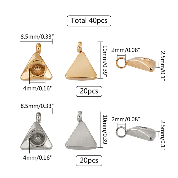 

PandaHall Unicraftale 304 Stainless Steel Pendant Rhinestone Settings, For Pointed Back Rivoli Rhinestone, Triangle, Golden & Stainless...