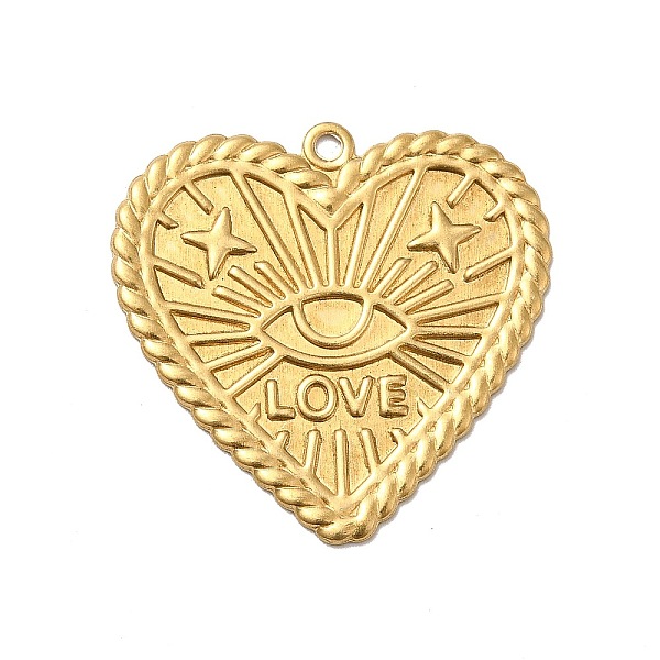 

PandaHall Brass Pendants, Heart with Eye Pattern, Golden, 30x30x1mm, Hole: 1.6mm Brass Heart