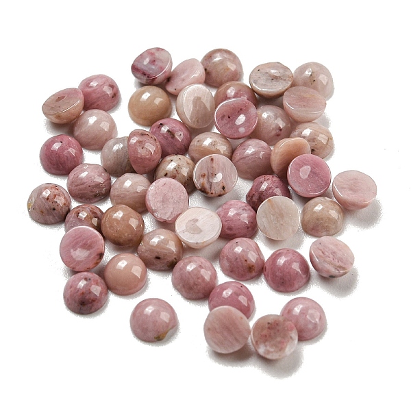 

PandaHall Natural Rhodonite Cabochons, Half Round, 4x2~2.5mm Rhodonite Half Round