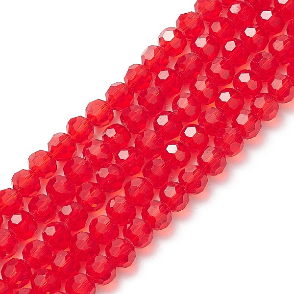

PandaHall Transparent Glass Bead Strands, Imitate Austrian Crystal, Faceted(32 Facets), Round, Red, 8mm, Hole: 1mm, about 65~67pcs/strand...
