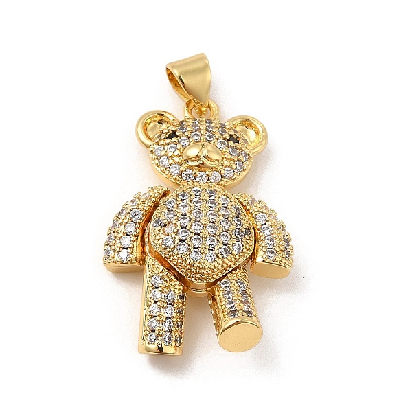 

PandaHall Brass Micro Pave Cubic Zirconia Pendants, Bear Charm, Mechanical Charm, Golden, Clear, 26.5x18x7mm, Hole: 4x3mm Brass+Cubic...