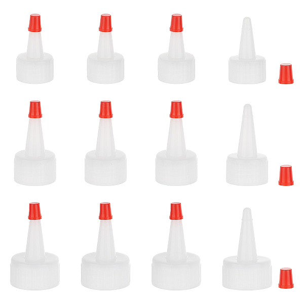BENECREAT 45PCS 3 Sizes Natural Red Tip Yorker Caps Replacement Dispensing Caps For Squeeze Bottles Glue Bottles
