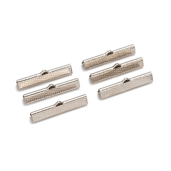 

PandaHall Iron Ribbon Crimp Ends, Platinum, 8x35mm, Hole: 1mm Iron