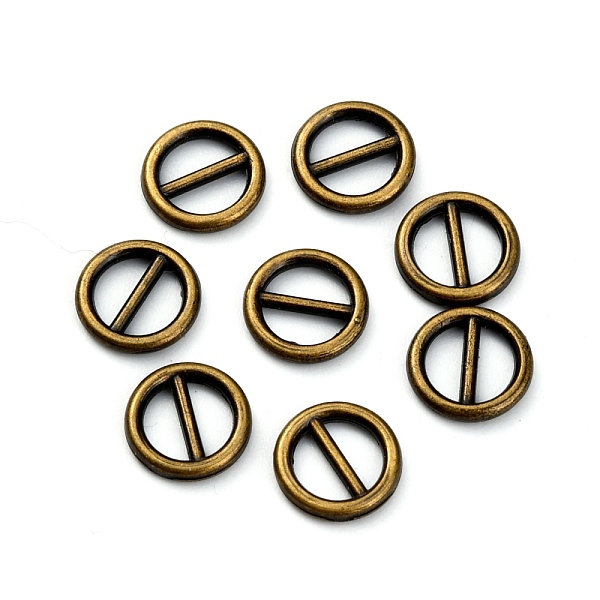 

PandaHall Alloy Slide Buckles, Flat Round, Antique Bronze, 8x1mm Alloy Flat Round