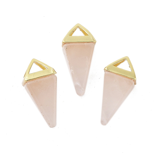 

PandaHall Natural Rose Quartz Pendants, Triangle Charms with Golden Plated Brass Findings, 18.5mm, Hole: 2x3mm Rose Quartz Triangle