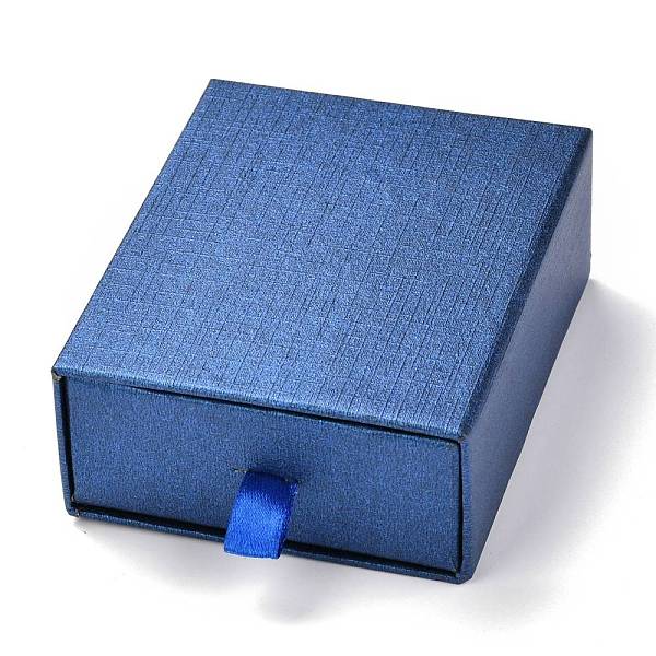 

PandaHall Rectangle Paper Drawer Box, with Black Sponge & Polyester Rope, for Bracelet and Rings, Dark Blue, 9.2x7.4x3.5cm Paper Rectangle