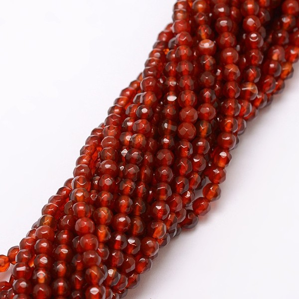 

PandaHall Natural Agate Bead Strands, Dyed, Faceted, Round, Dark Red, 4mm, Hole: 0.8mm, about 90~92pcs/strand, 14 inch Natural Agate Round...