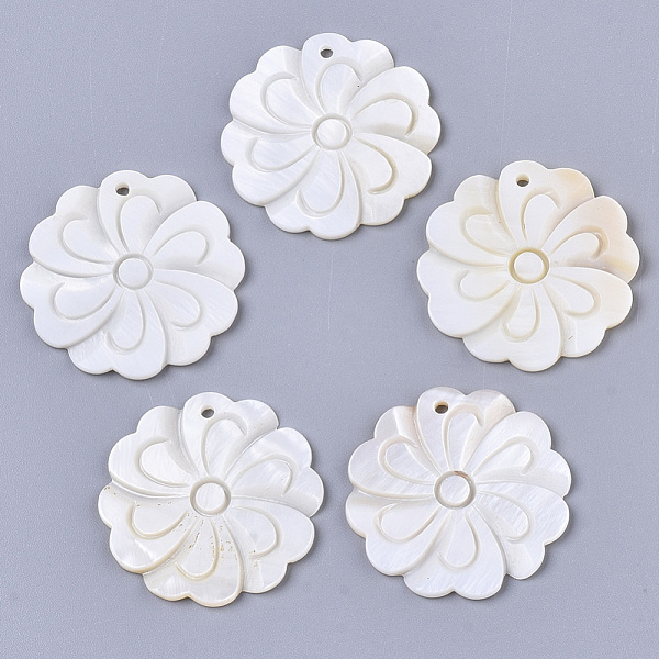 

PandaHall Natural Freshwater Shell Pendants, Flower, Creamy White, 30x2mm, Hole: 1.6mm Freshwater Shell Flower
