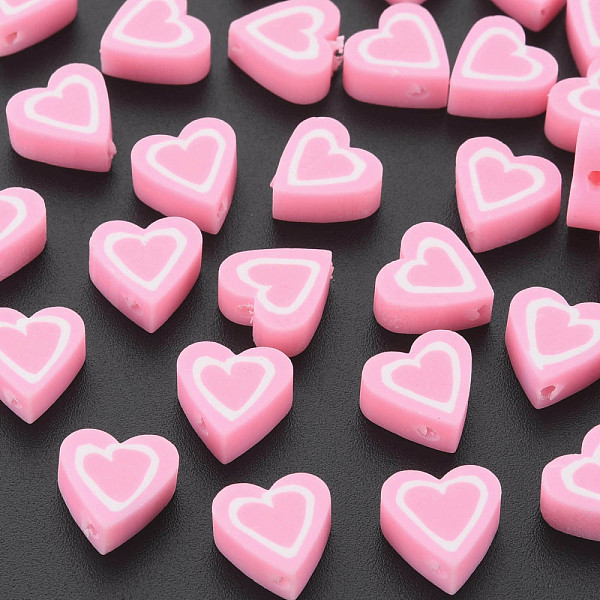

PandaHall Handmade Polymer Clay Beads, Heart, Pink, 8.5~9x8.5~10x4mm, Hole: 1.4~1.6mm Polymer Clay Heart Pink