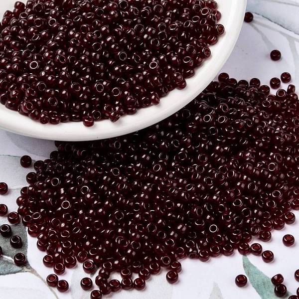

PandaHall MIYUKI Round Rocailles Beads, Japanese Seed Beads, (RR141D) Transparent Dark Ruby, 8/0, 3mm, Hole: 1mm, about 422~455pcs/bottle..., Red