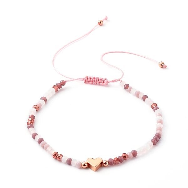 

PandaHall Adjustable Natural Pearl Beads Nylon Thread Braided Bead Bracelets Set, with Faceted Glass Beads, Brass Beads, Heart, Mixed Color..., Multicolor