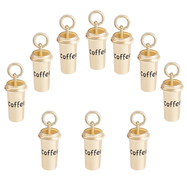 

PandaHall 10Pcs Brass Pendants, with Jump Rings, Long-Lasting Plated, Coffee Cup with Word Coffee, Real 18K Gold Plated, 15x7.5mm, Hole: 3mm...