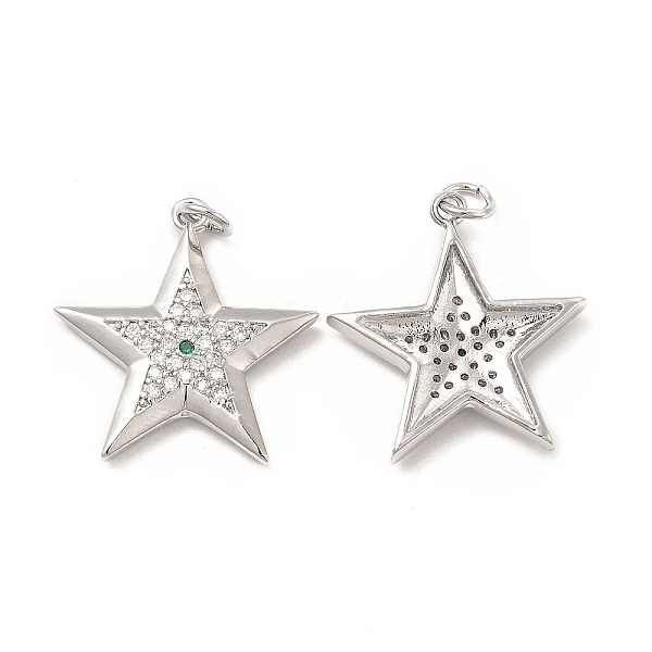 

PandaHall Brass Micro Pave Cubic Zirconia Pendants, with Jump Ring, Star Charm, Platinum, 23x21.7x3.2mm, Hole: 2.5mm Brass+Cubic Zirconia..., Clear