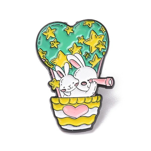 PandaHall Rabbit Enamel Pin, Cartoon Alloy Badge for Backpack Clothes, Electrophoresis Black, Colorful, 32.5x21.5x1.5mm, Pin: 1.3mm...