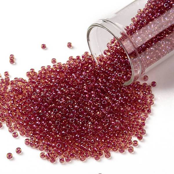

PandaHall TOHO Round Seed Beads, Japanese Seed Beads, (241) Inside Color AB Light Topaz/Mauve Lined, 11/0, 2.2mm, Hole: 0.8mm, about...