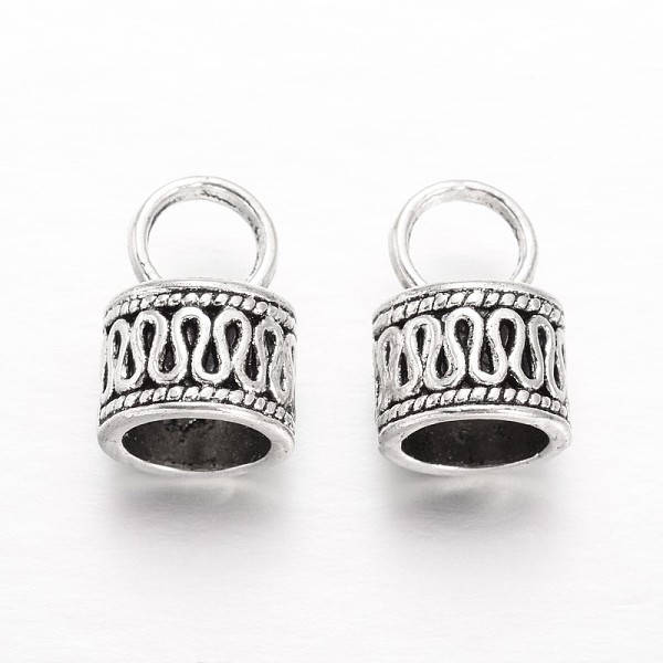 

PandaHall Tibetan Style Alloy Cord Ends, End Caps, Column, Antique Silver, 15x10mm, Hole: 5mm, 7mm inner diameter Alloy