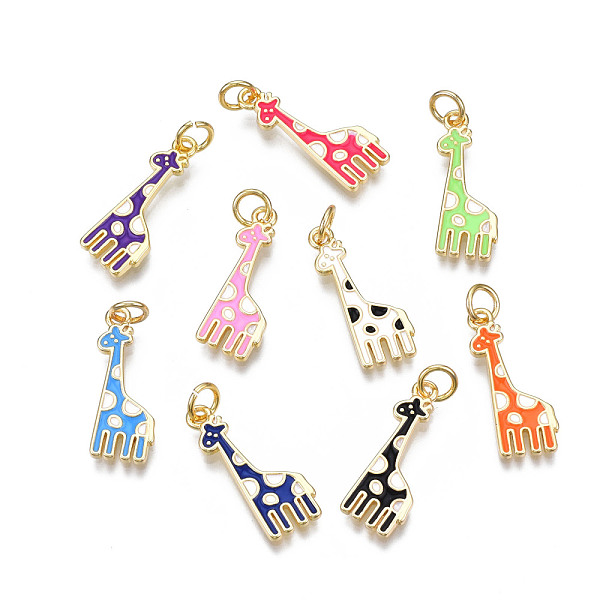 

PandaHall Brass Enamel Pendants, with Jump Ring, Cadmium Free & Nickel Free & Lead Free, Real 16K Gold Plated, Giraffe, Mixed Color..., Multicolor