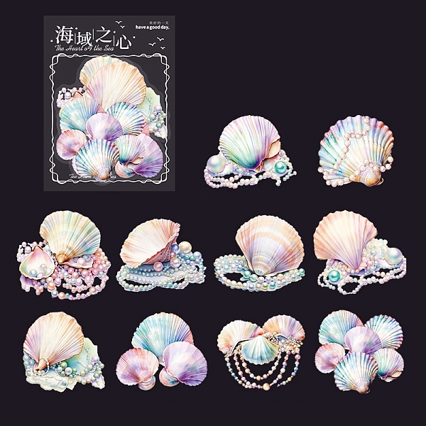

PandaHall 10Pcs Ocean Theme Waterproof PET Decorative Sticker Labels, Self-adhesive Sea Animal Decals, for DIY Scrapbooking, Shell Shape..., Multicolor