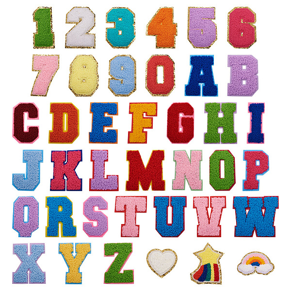 

PandaHall Fashewelry 39Pcs 39 Style Computerized Embroidery Cloth Iron on/Sew on Patches, Costume Accessories, Appliques, Number & Letter &..., Multicolor