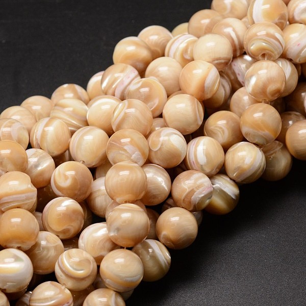 

PandaHall Natural Sea Shell Beads Strands, Round, Light Salmon, 12mm, Hole: 1mm, about 33pcs/strand, 15.75 inch Other Sea Shell Round Red