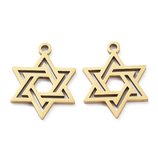 

PandaHall Ion Plating(IP) 316L Surgical Stainless Steel Pendants, Star of David Charm, Real 18K Gold Plated, 17x13x1mm, Hole: 1.2mm 316L...