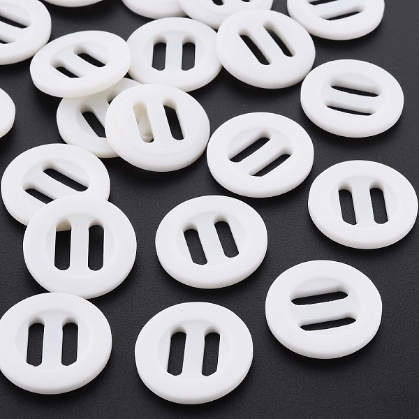 PandaHall 2-Hole Resin Buttons, Flat Round, White, 25x4mm, Hole: 3.5x11mm Resin Flat Round White